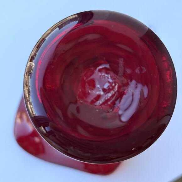 Vintage Blenko Glass Wayne Husted Regal Line Vase 1960 Ruby Red #7-RE - Picture 9 of 10